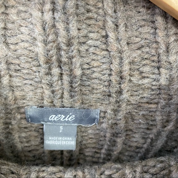 AERIE Grey marled Chunky Rib Mix Stitch Sweater Small - Picture 6 of 8